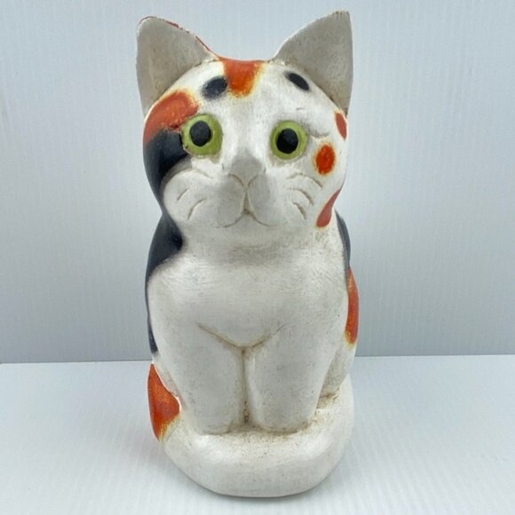 Wooden Cat Folk Art Jospehine - a Moggie from Quail Handpainted - Picture 1 of 7